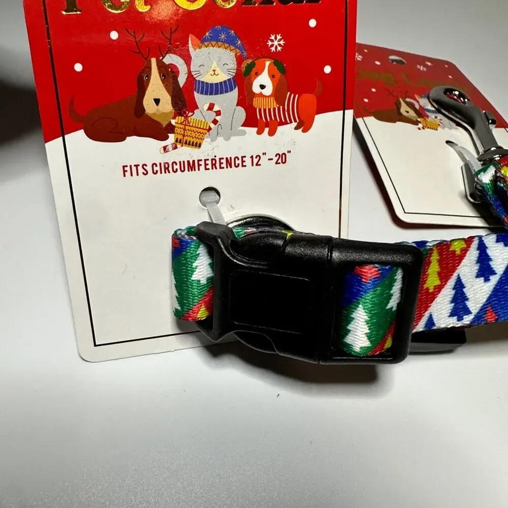 Christmas Dog Collar & Leash Christmas Tree Collar Size Small 12-20 inches NWT